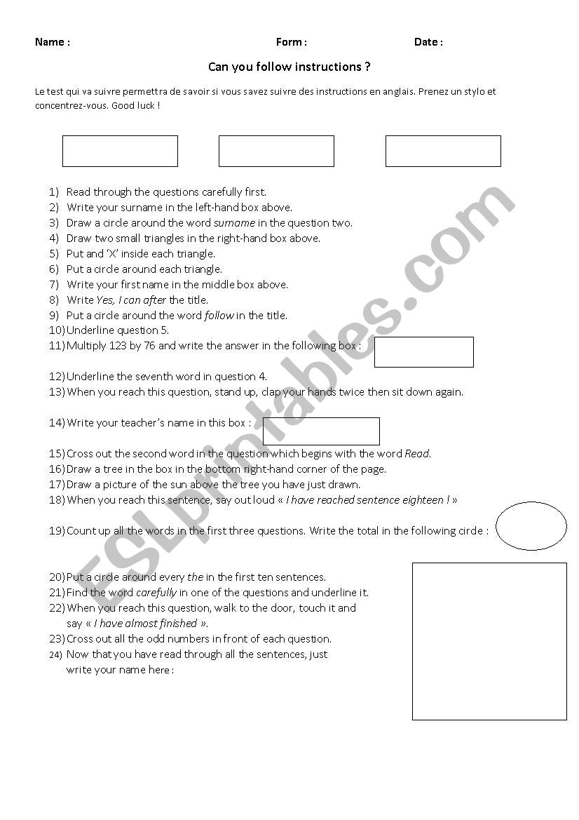 Can you follow the instructions ??? TEACH YOUR STUDENTS A LESSON