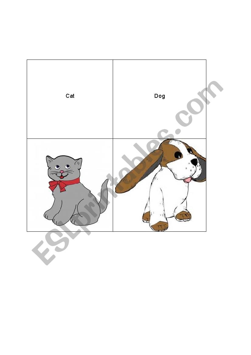 Common Pets Concentration worksheet