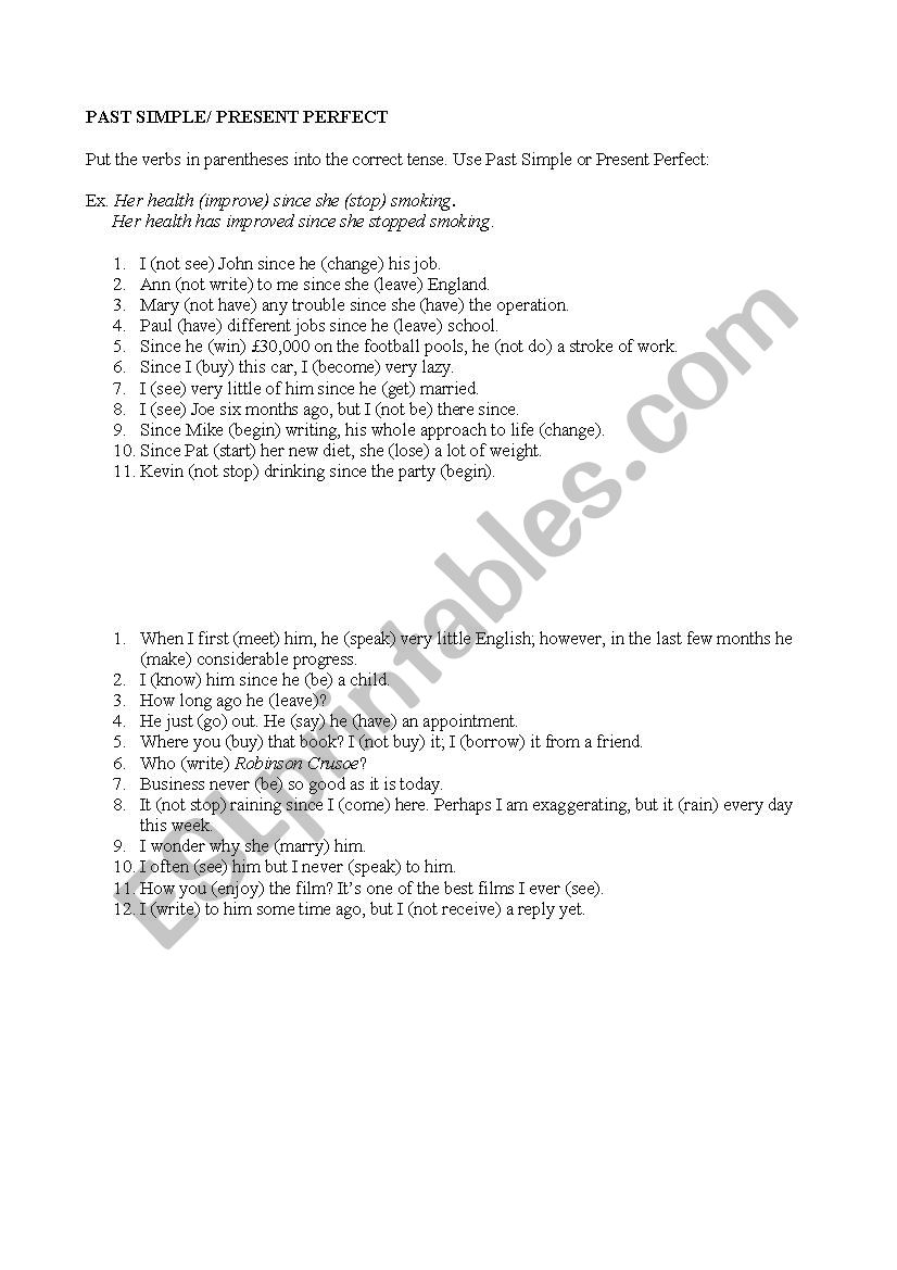 Past Simple and Present Perfect