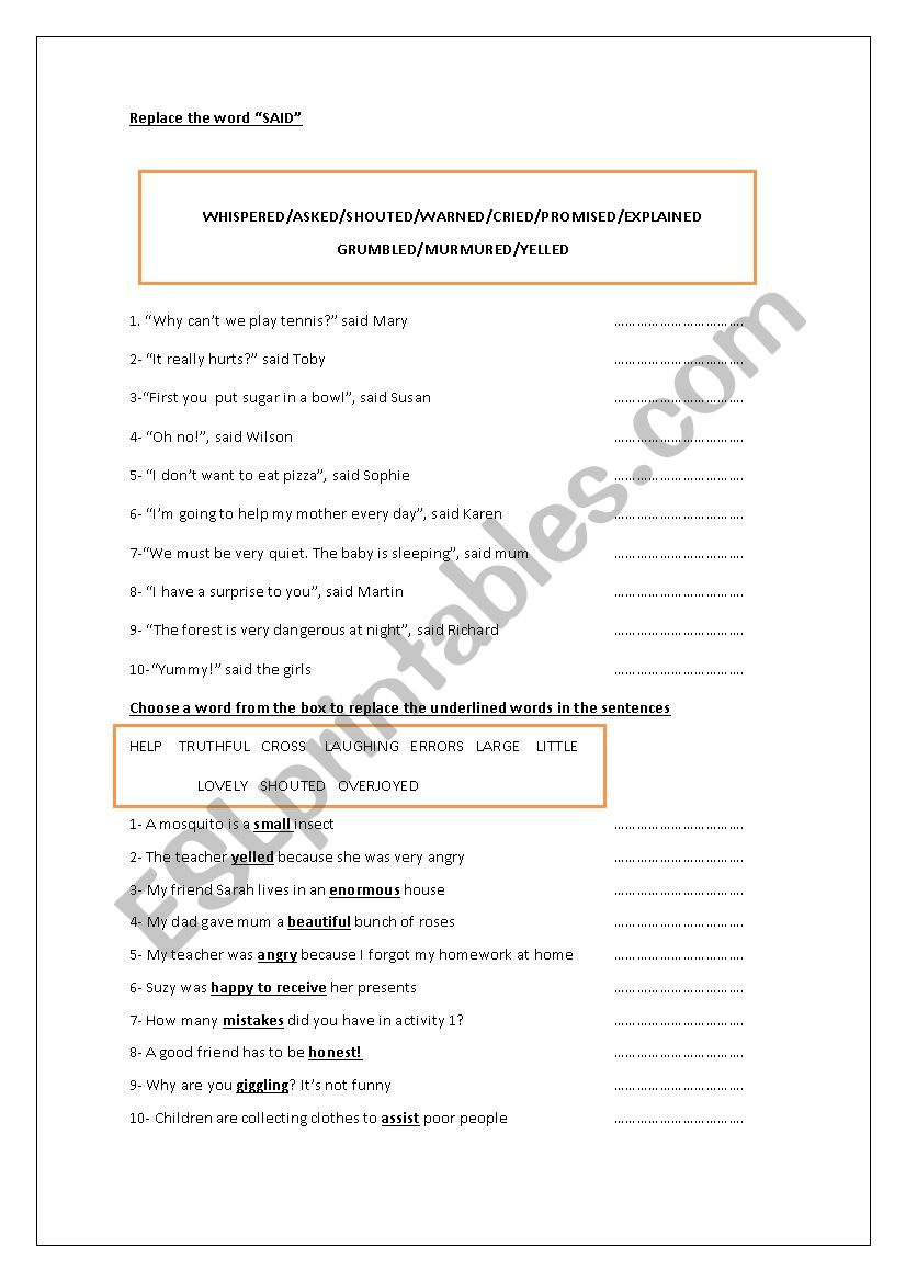 VOCABULARY worksheet