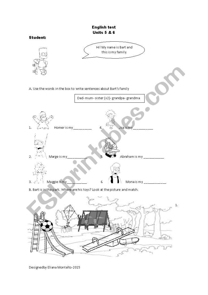 Family and prepositions worksheet