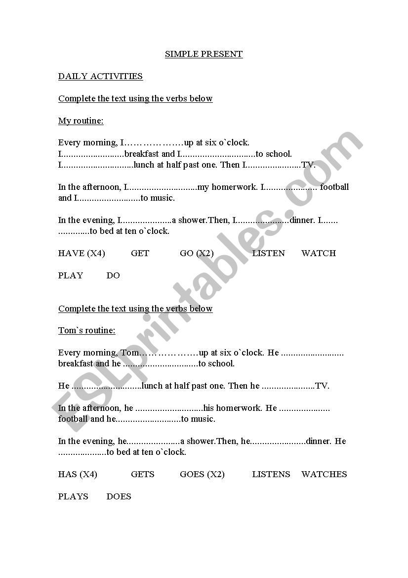 Simple Present worksheet