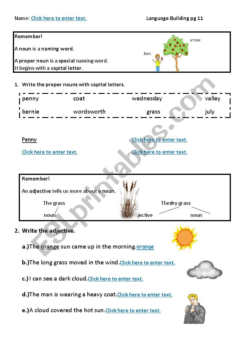 Nouns, Adverbs, Adjectives worksheet