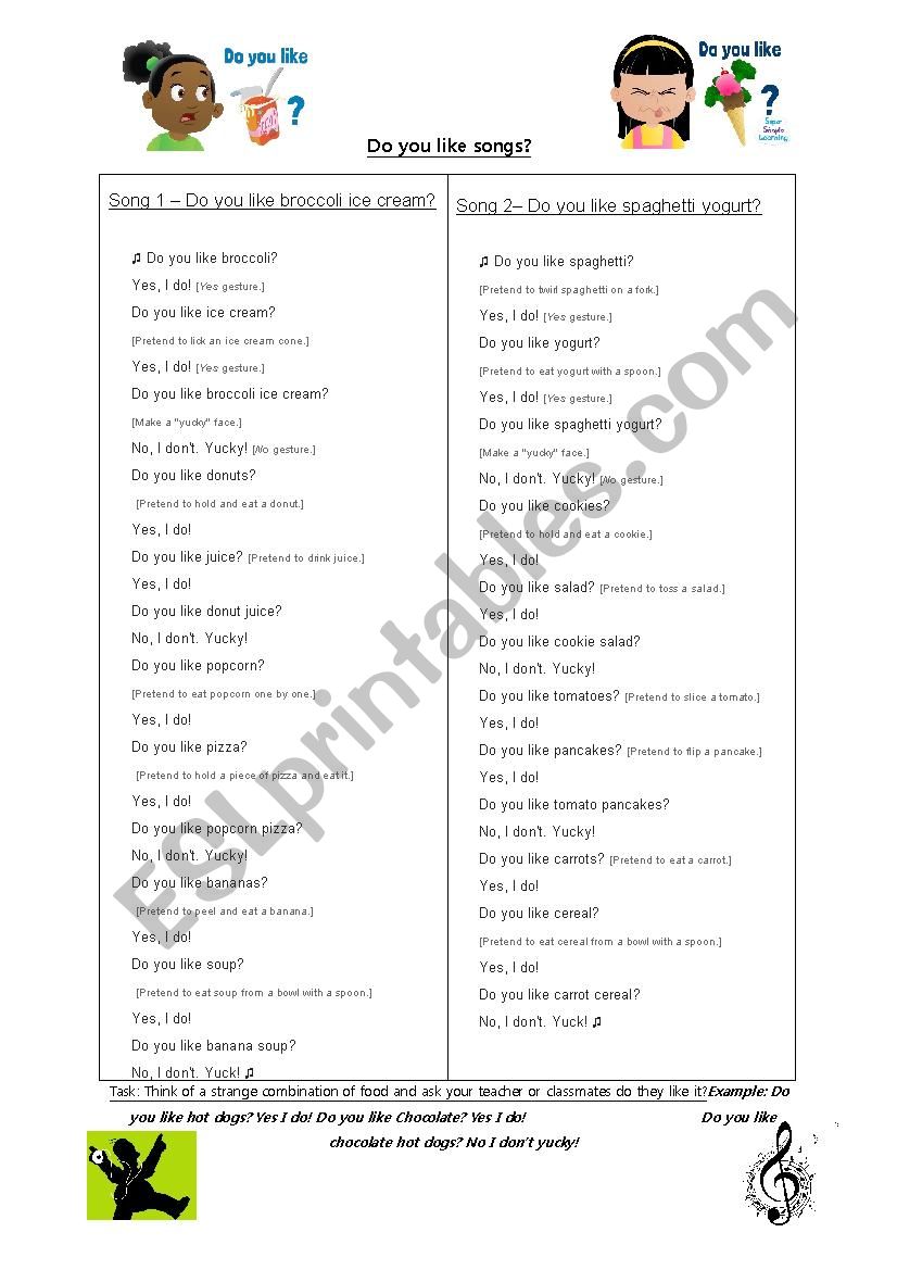 Do you like song! worksheet