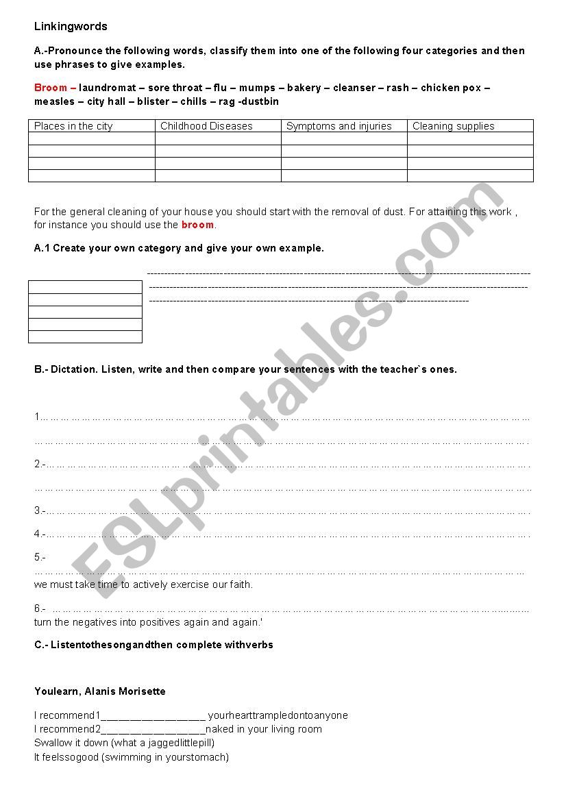 linking words worksheet