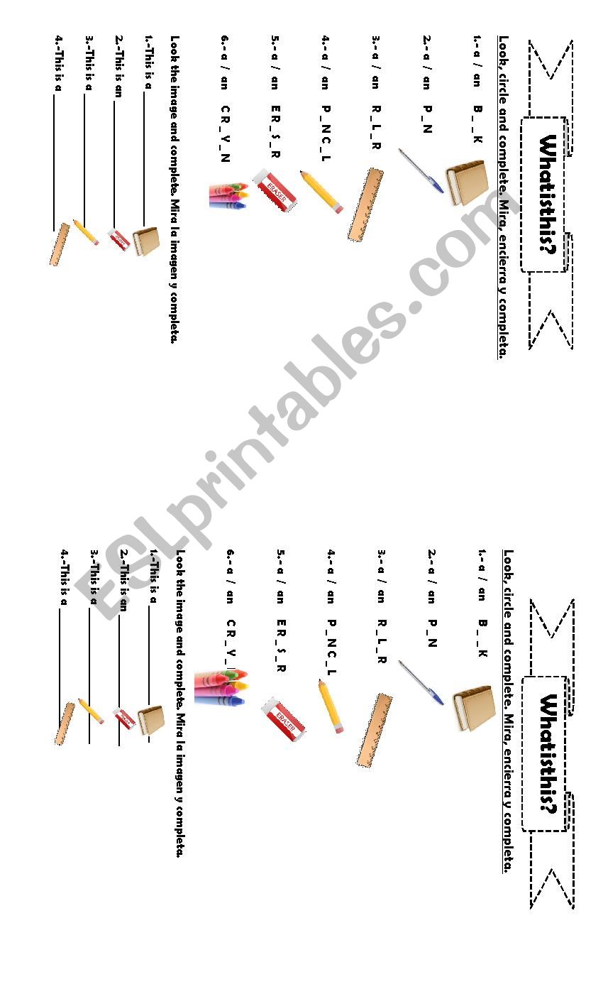 School Objects worksheet