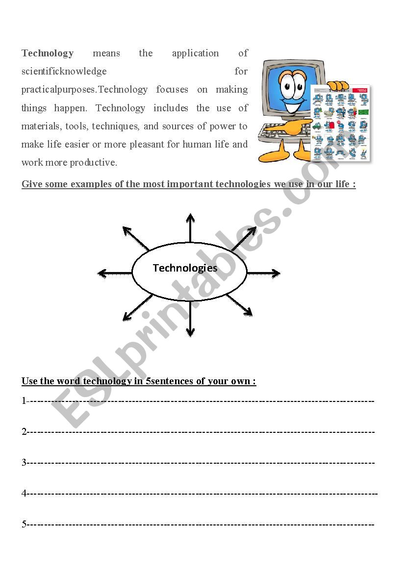 Technology definition worksheet