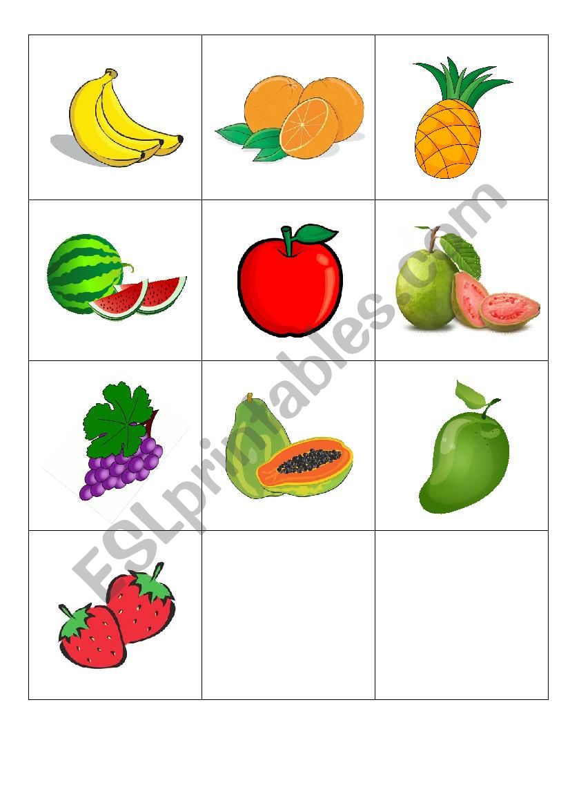 fruit flashcards worksheet