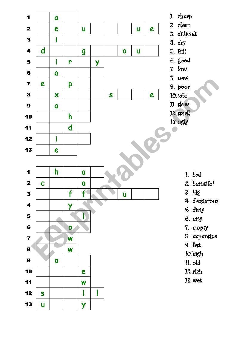 Adjectives worksheet