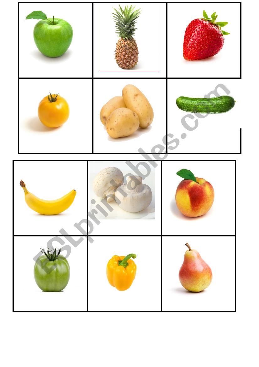 Fruits & vegetables Bingo worksheet