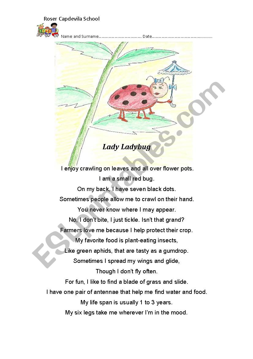 poem worksheet