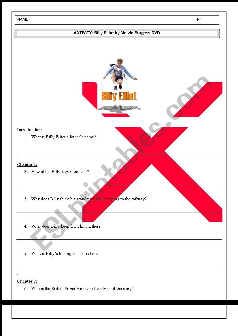 Billy Elliot worksheet