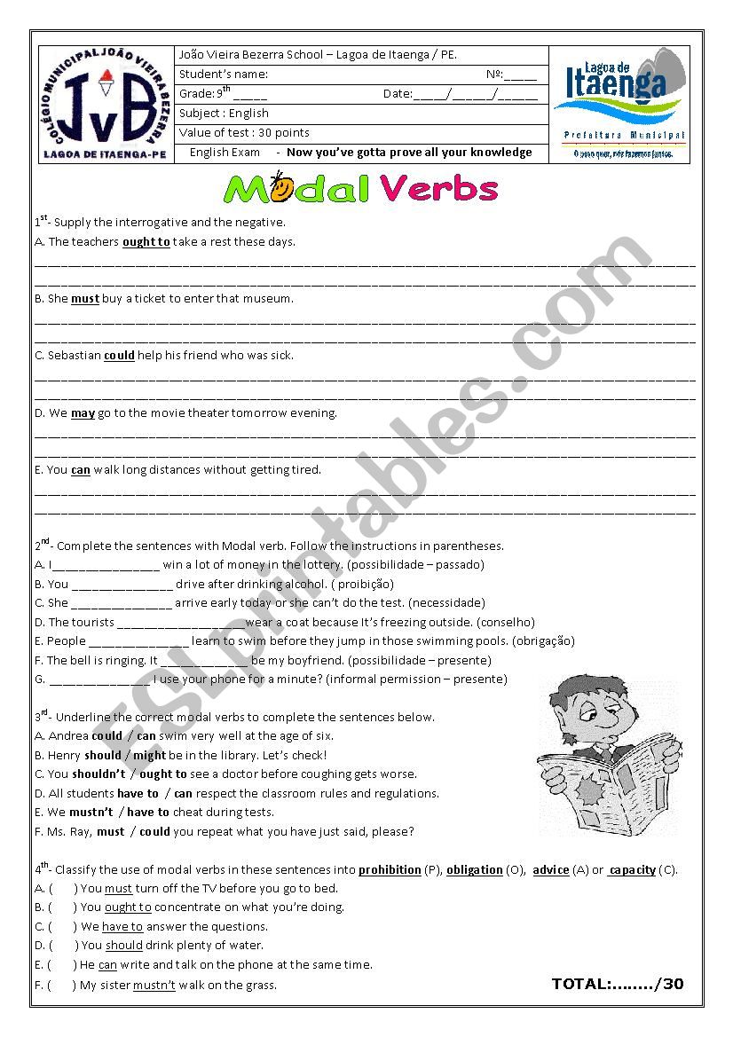 Modal verbs worksheet