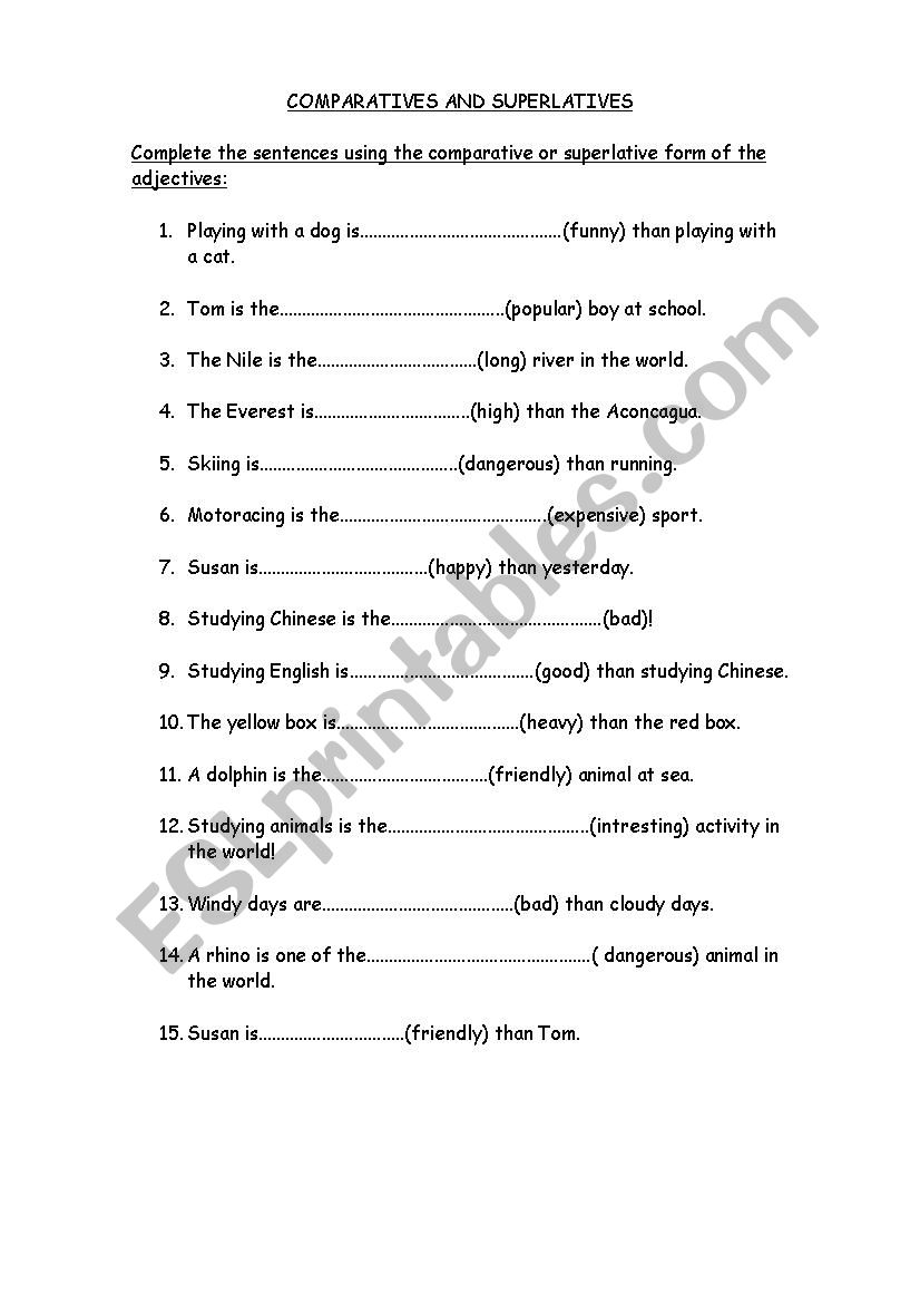  Comparatives and Superlatives