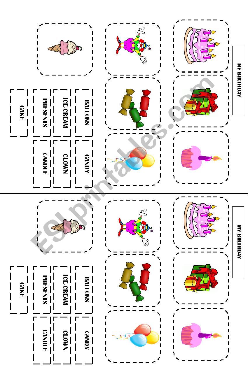 Birthday vocabulary worksheet