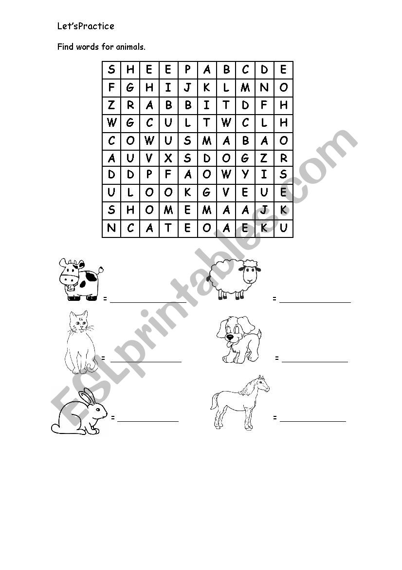 Farm animals worksheet