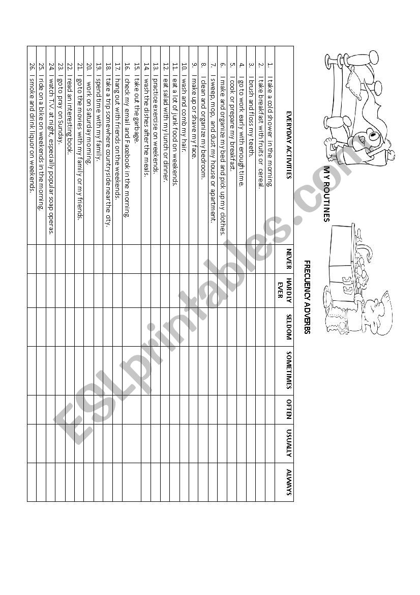  My routines worksheet