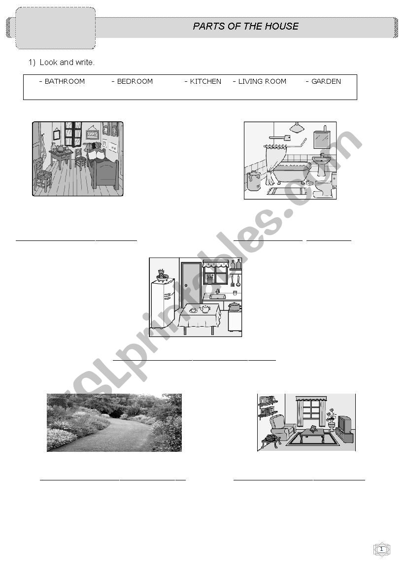 rooms in the house worksheet