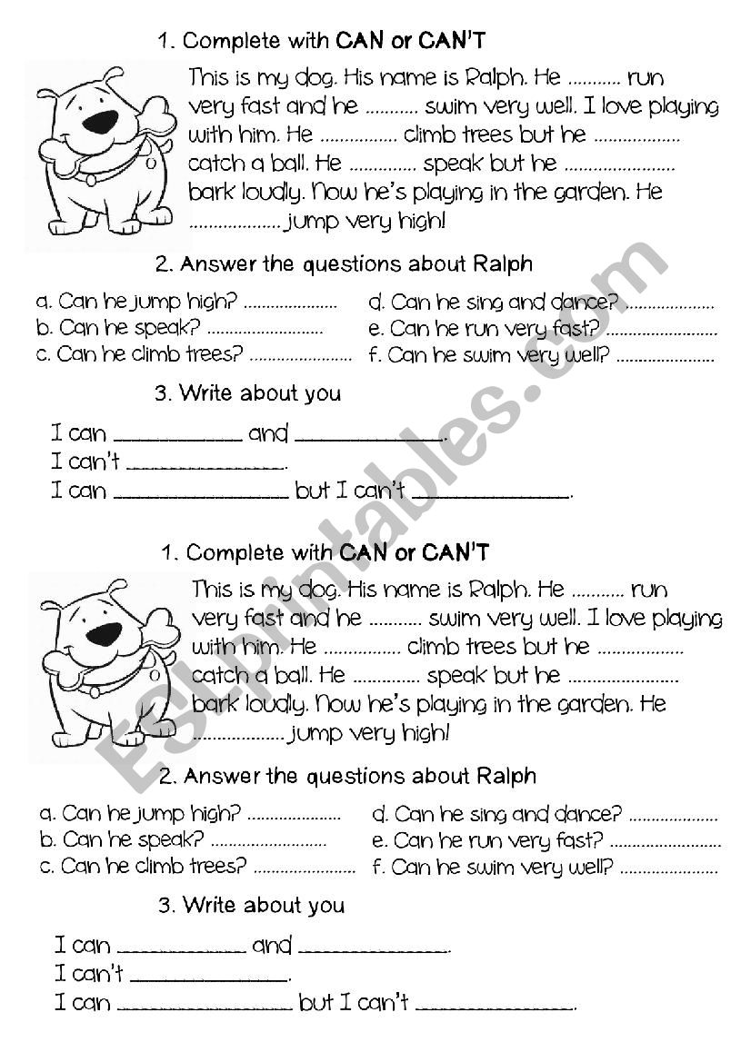 Can/Cant worksheet