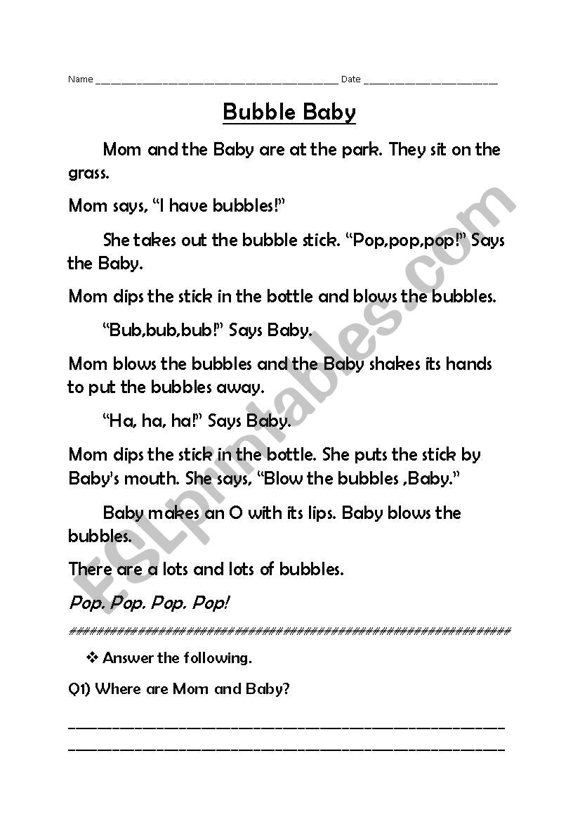 COMPREHENSION  worksheet