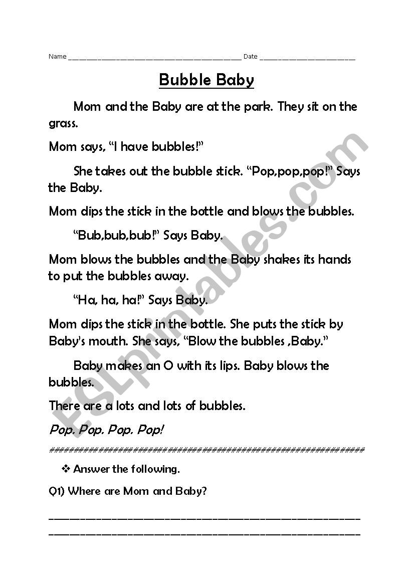 COMPREHENSION  worksheet