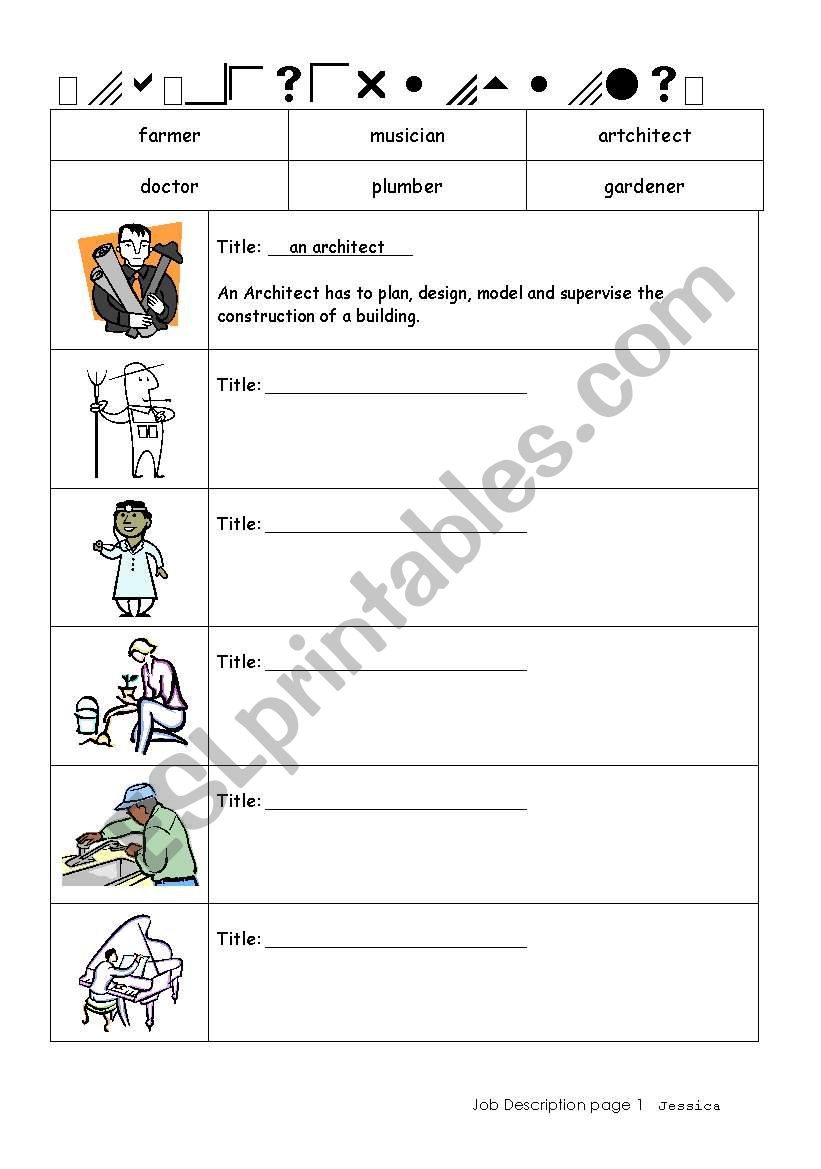 job descriptions worksheet