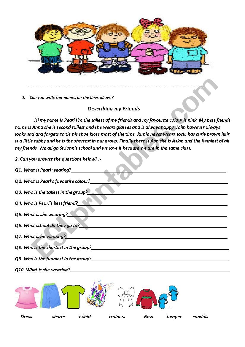 Describing people worksheet