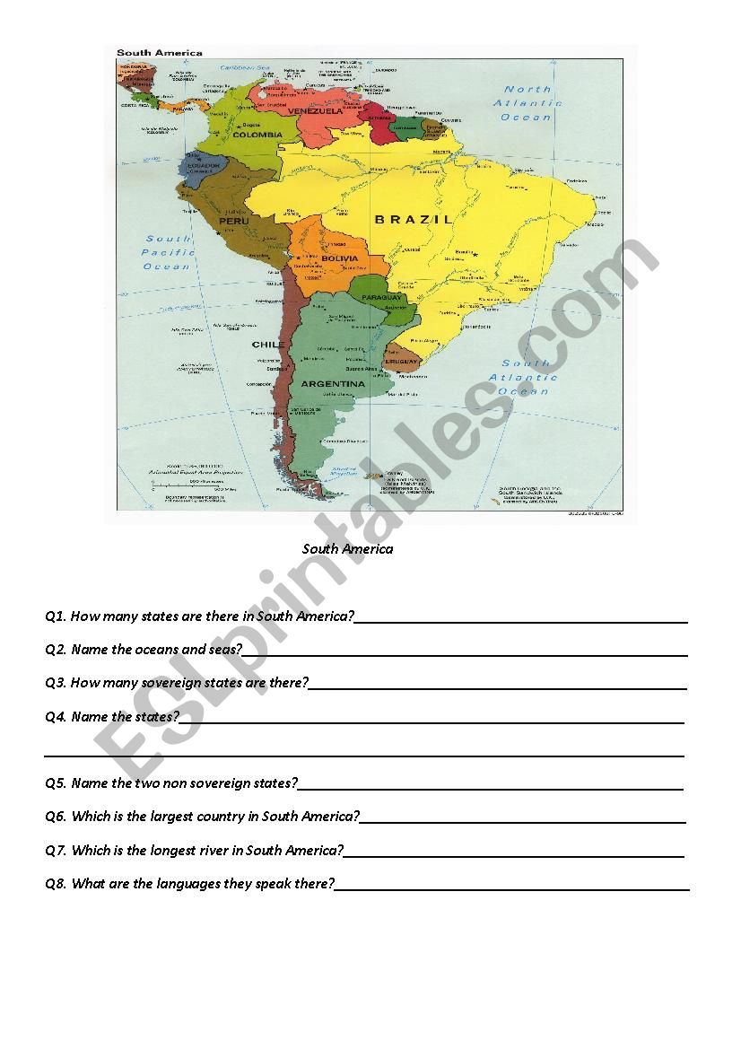 South America worksheet