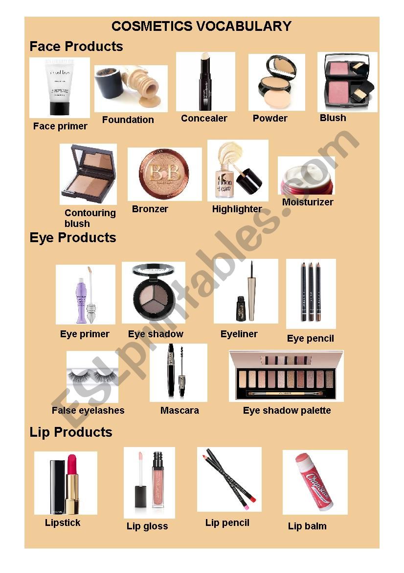 Makeup and cosmetic vocabulary