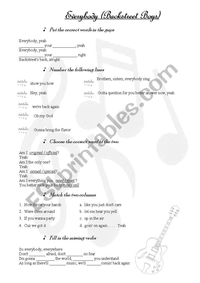 Everybody worksheet