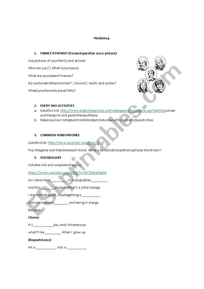 interactive workshop worksheet