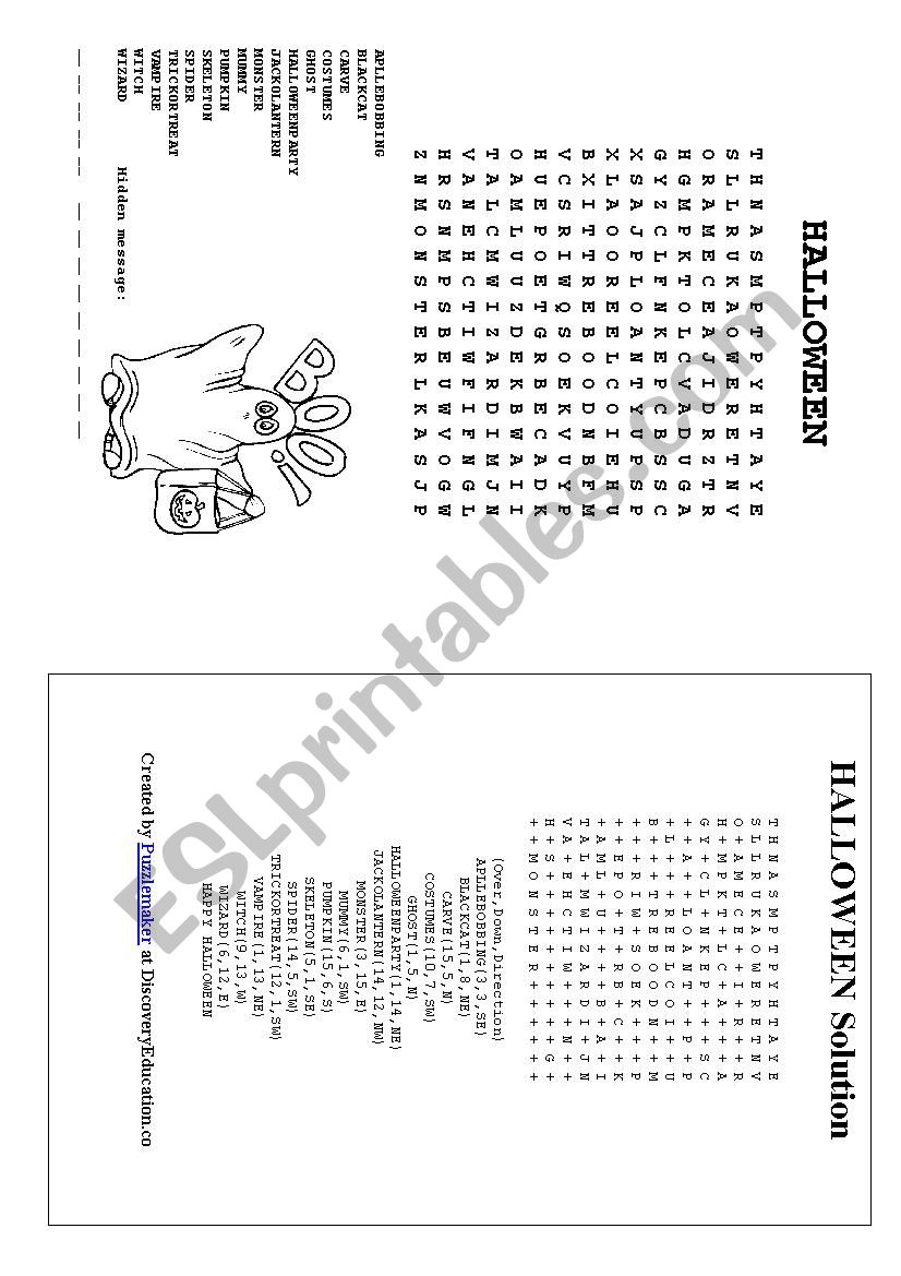 halloween wordsearch worksheet