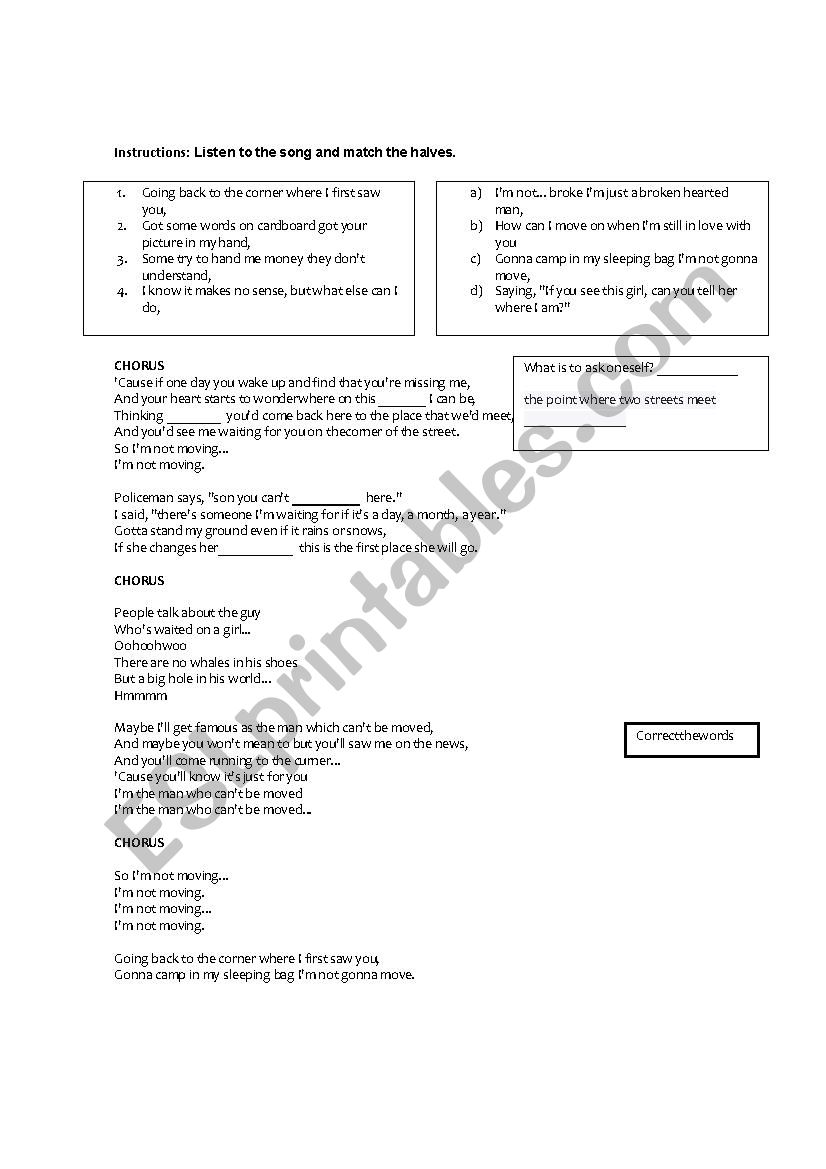 the man who cant be moved worksheet