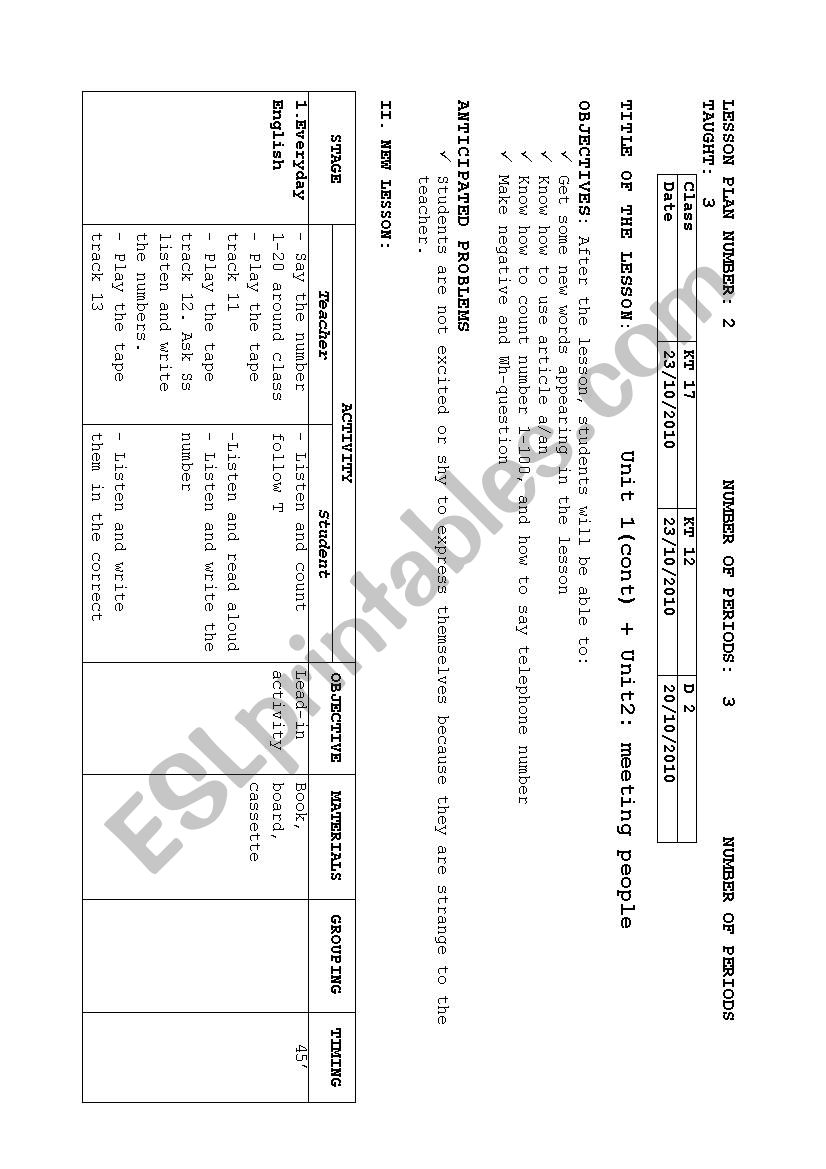 lesson Plan worksheet