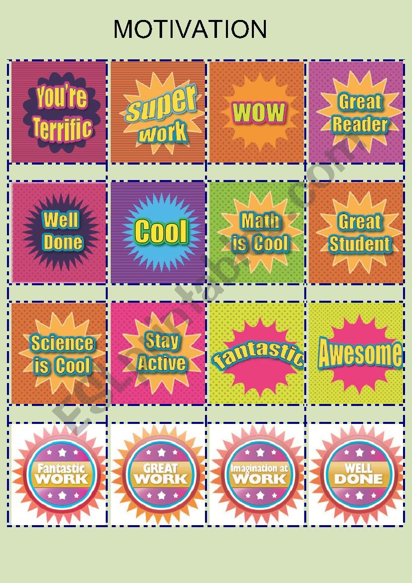 MOTIVATION STICKERS worksheet