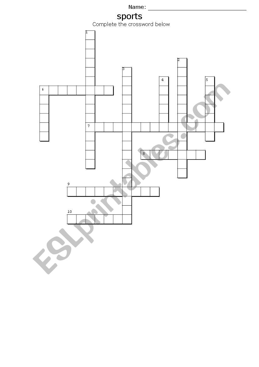 Sports Crossword worksheet