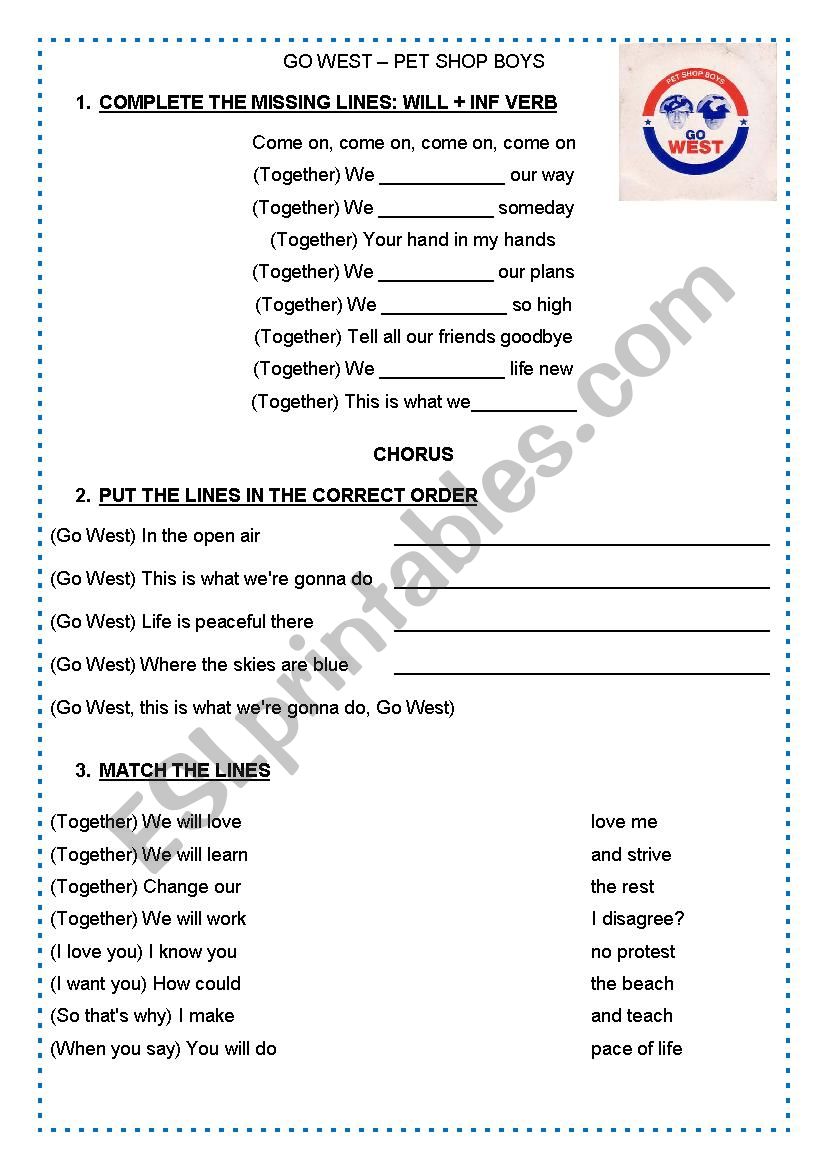 GO WEST worksheet