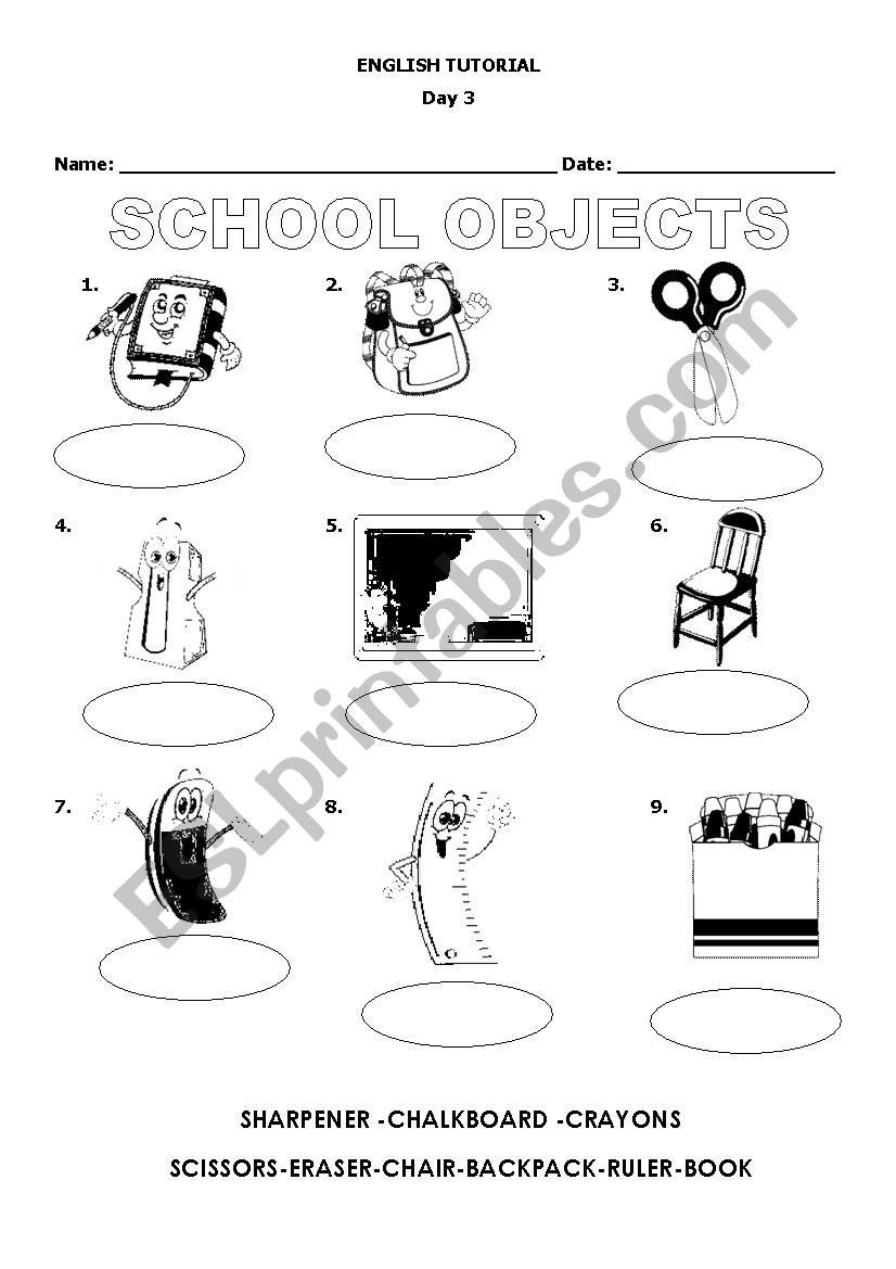School Objects worksheet