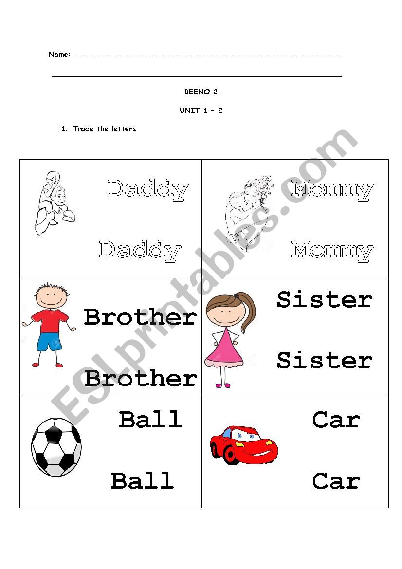 Beeno 2. Lesson 1&2. Trace the letters and Matching