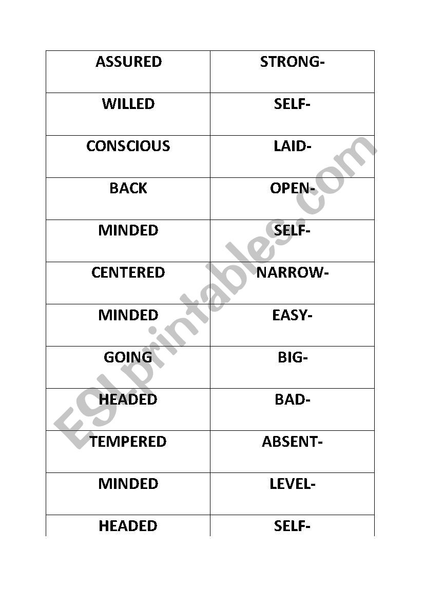 Compound adjectives describin a person