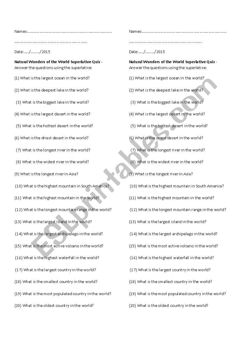 Superlative questions for young learners