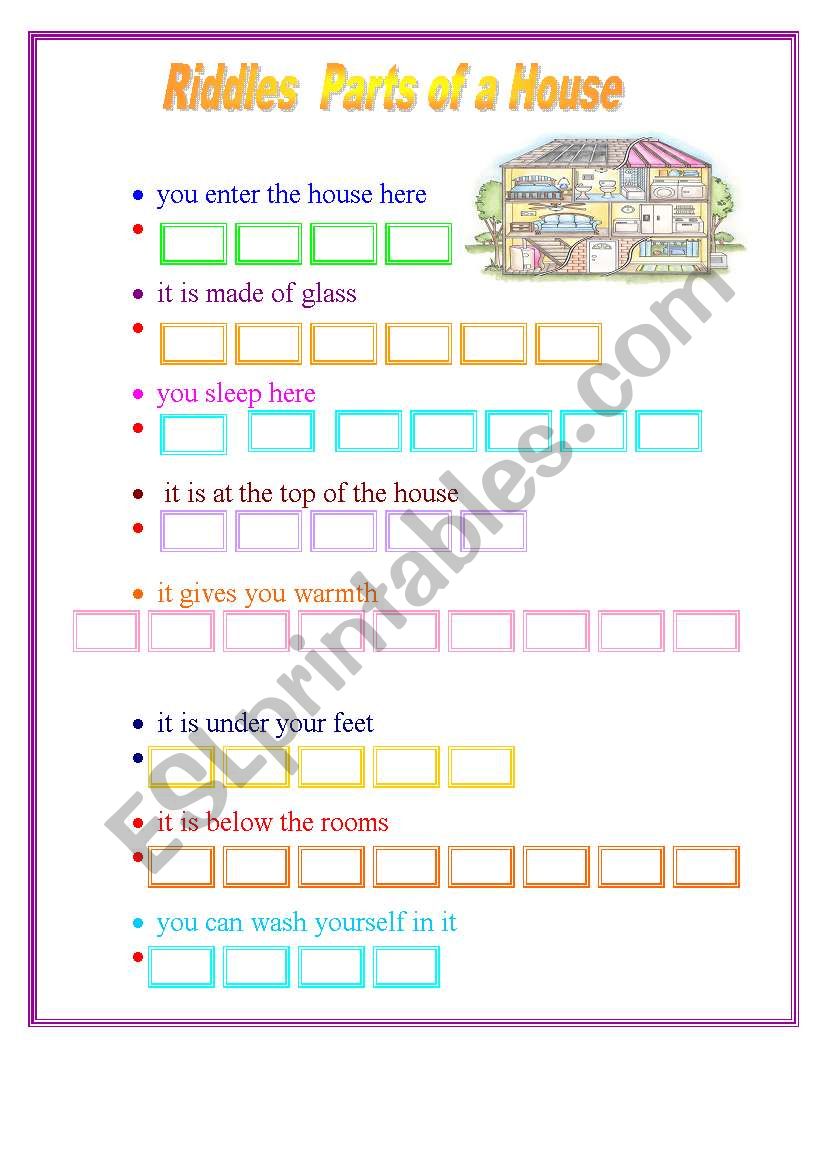 Riddles   Parts of a House worksheet