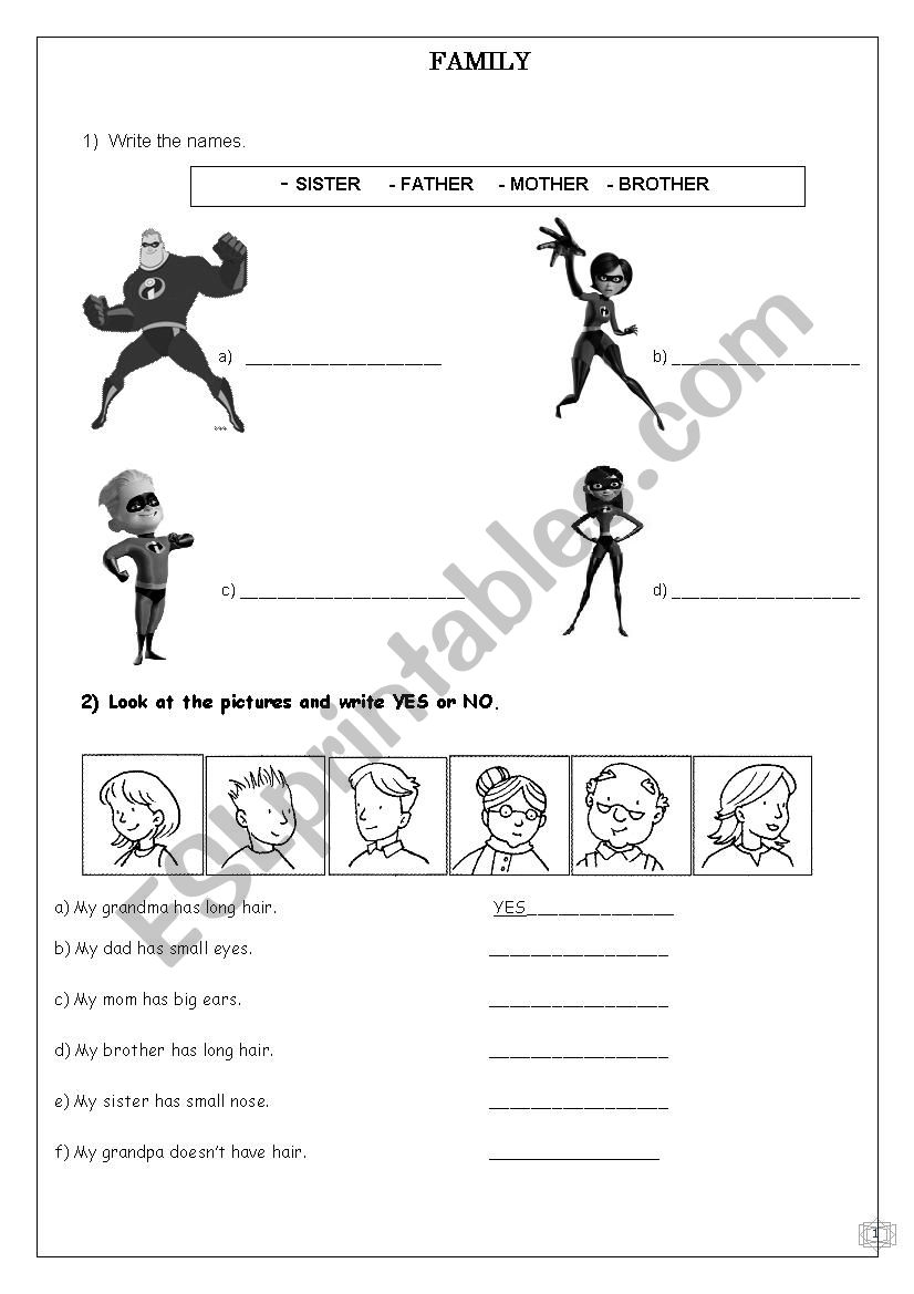 Family  worksheet