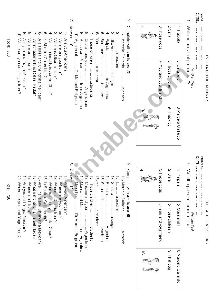 test worksheet