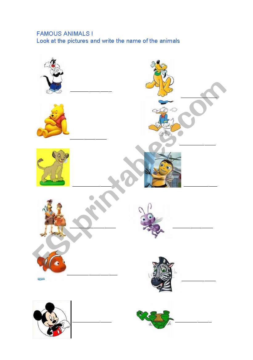 Famous Animals worksheet