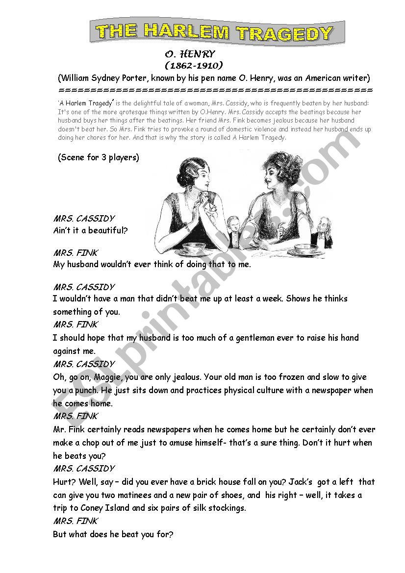 The Harlem Tragedy worksheet