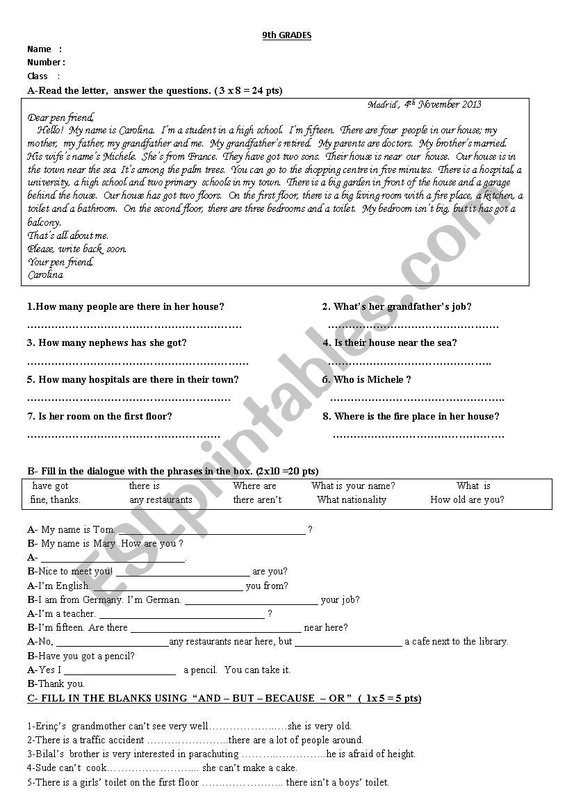 quiz for elementary ss worksheet