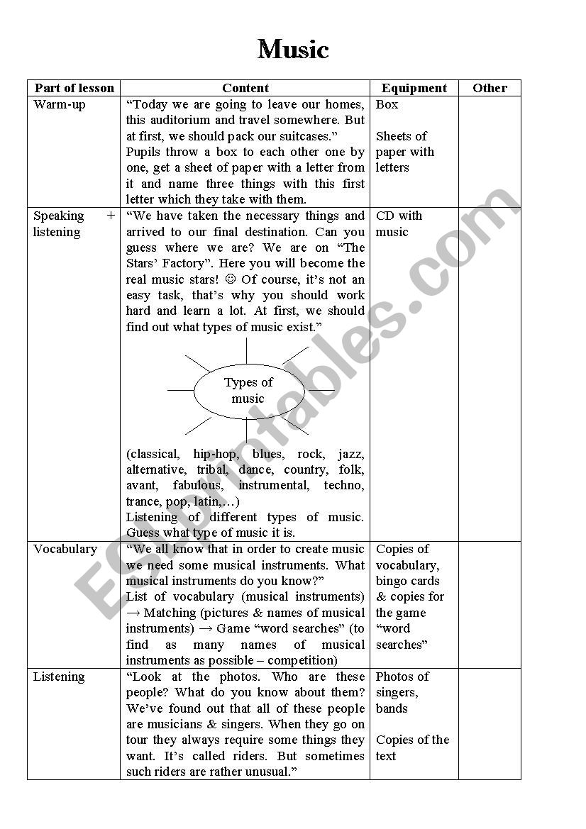 Music worksheet