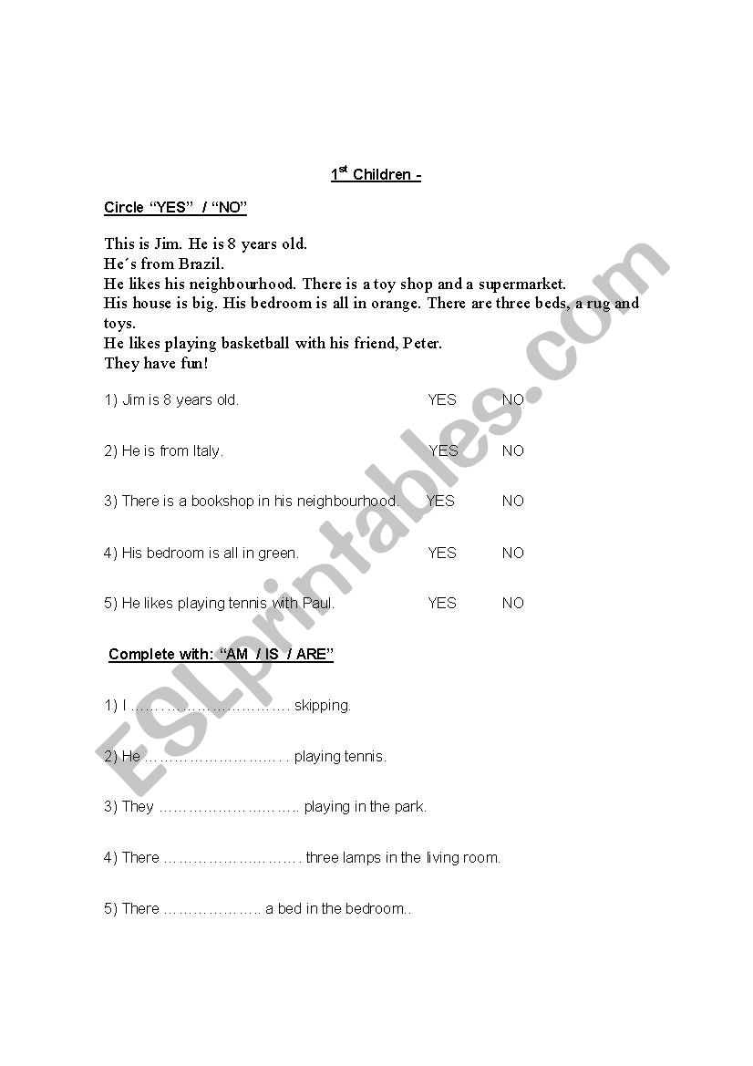 1st Children revision worksheet