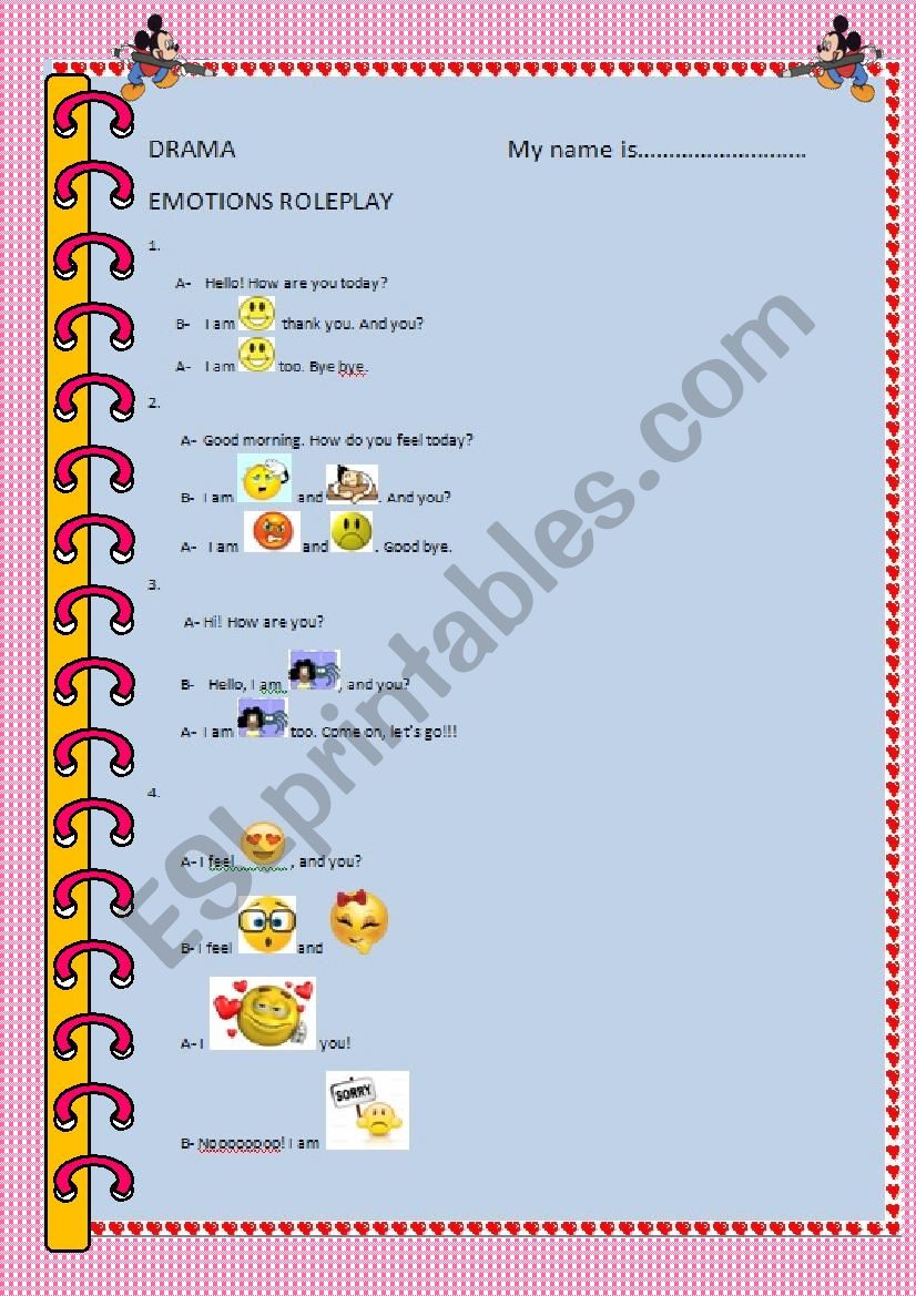 Emotions worksheet